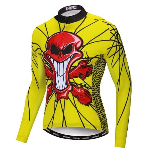 2019 Cycling Jersey MTB Man Women Maillot Ciclismo Hombre Summer Cycling Clothing Man Bike Jersey Long Sleeve Yellow Skull