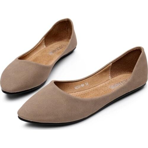 2020 Autumn Classic Frosted Flat Shoes Fashion Flat With Womens Shoes Shallow Mouth Pointed Large Size 35-41
