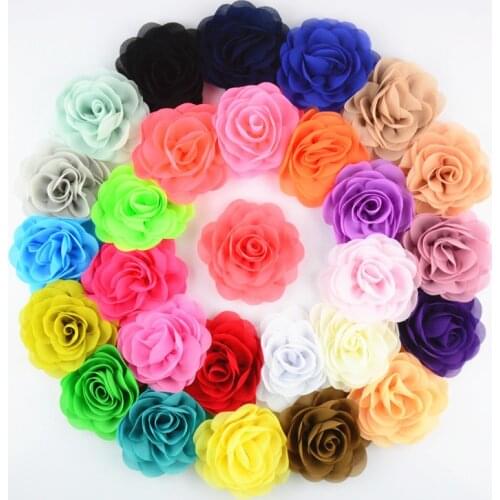 300pcs/lot Wholesale Large 3" Chiffon Silky DIY Rosette Flowers girls Hair Accessories 28 Color U Pick FH28