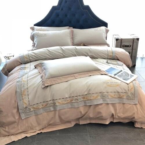 Blue Luxury Embroidered Soft Thicken Sanding Royal Bedding sets Queen King Western Duvet cover Bed sheet set Pillowcases 4pcs