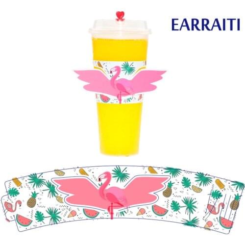 500PCS Disposable Cup Holder With Wings Unicorn Birthday Party Wedding Faovr Milky Tea Shop Coffe Cup Sleeve Lucky Cat Customize