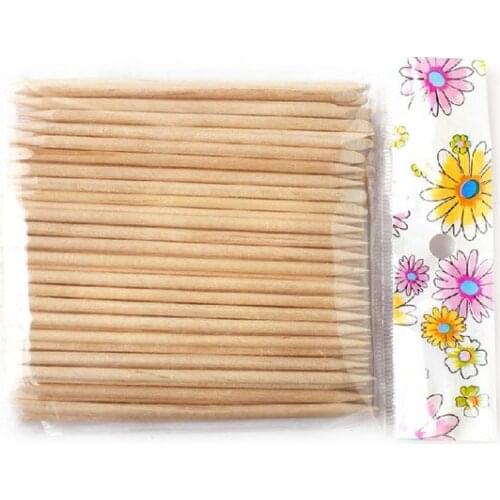 80 Pcs Nail Art Design Orange Wood Stick Cuticle Pusher Remover Manicure Care