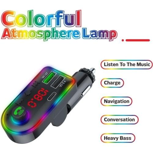 2021 Car Bluetooth 5.0 FM Transmitter Wireless Handsfree Audio Receiver MP3 Player 3.1A Dual USB Fast Charger Car Accessories