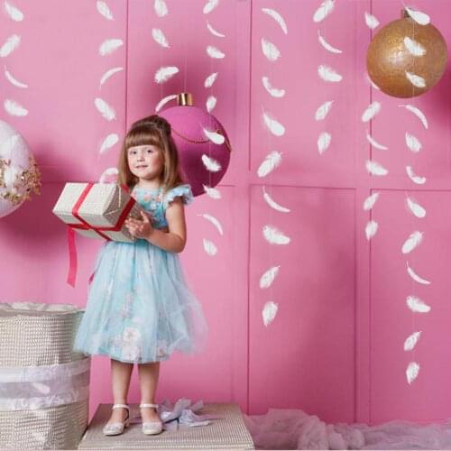 2Pcs 250cm Feather Garland Ornament Hanging Banner Bunting Wedding Party Decoration Wedding Decoration Supplies