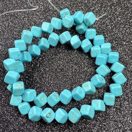 Natural Stone Blue Turquoises Beads Trendy Square Loose Beads Spacer Bead For Jewelry Making DIY Necklace Bracelet Earrings