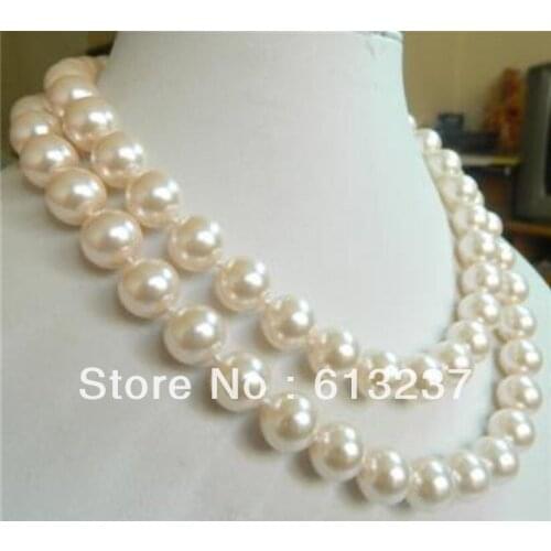 Factory price 10mm white shell imitation pearl round beads jewelry making rope chain necklace free shipping 36inch MY2020
