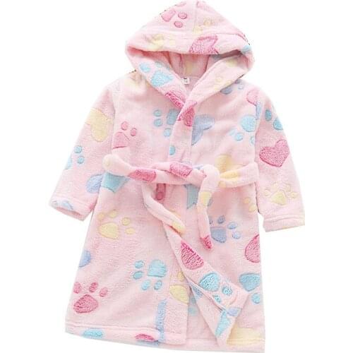 Kids Bathrobe Hoodies Girl Boys Sleepwear Child Bath Towels Kids Soft Pajamas Childrens Clothing Toddler Pyjamas Robe