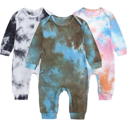Newborn baby romper spring and autumn cotton tie-dye jumpsuit boy and girl one-piece baby long-sleeved romper baby romper