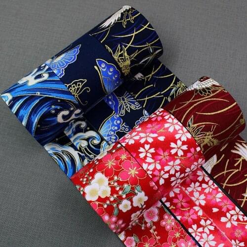 Double-Sided Japanese Style Plaid Fabric Webbing 5Yards Bow Cap DIY Clothing Accessories Party Gift Packaging L-201126-1386