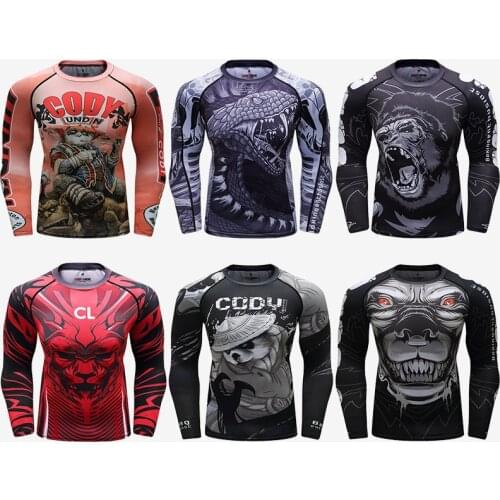 Jiu Jitsu MMA T-shirt Rashguard For Men Kickboxing Boxe MMA Compression Shirt Fitness Muay Thai Boxing Jersey Sport Sweater