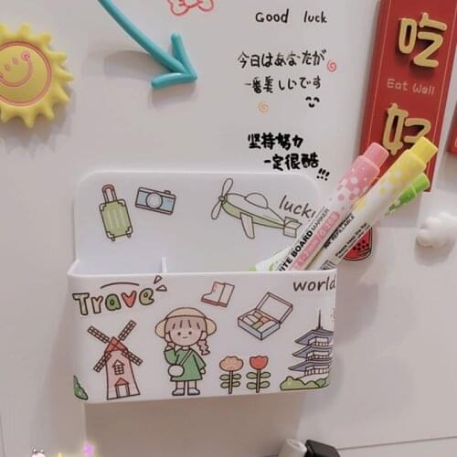 Magnetic Fridge Storage Box Whiteboard Marker Pencil Pen Holder Organizer Storage Container Magnet Plastic Office School Supplie