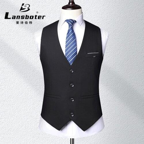 Business Waistcoat Mens Suit Solid Color V-Neck Button Pocket Slim Fit Vest Formal Single Breasted Sleeveless Jacket VT-268