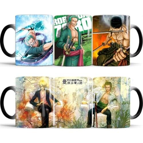 2020 1Pcs New One Piece Luffy Zoro Magic Mugs 350mL Office Coffee Tea Milk Changing Color Cup Best Gift for Friend Drop Shipping