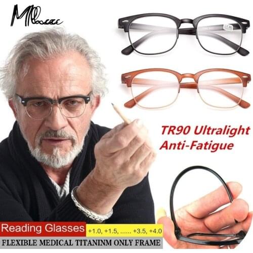 Men Woman Half Frame Elderly Reading Glasses Ultralight Anti-fatigue TR90 Frame Portable Presbyopic Reading Glasses Eyewear