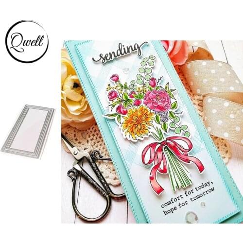 QWELL Rectangle Strip Frame Metal Cutting Dies for Scrapbooking and Card Making Paper Embossing Craft New 2020 die cuts