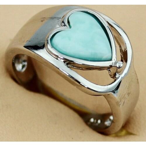 SHUNXUNZE Larimar engagement rings Jewelry & Accessories for women Heart Love alibaba-express Rhodium Plated R3503 size 6 7 8