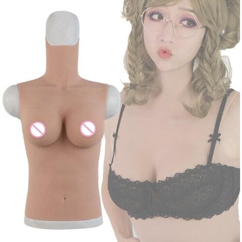 KnowU C Cup Silicone Breast Forms Half-body Suit Fake Boobs For Cosplay Transgender Drag Queen