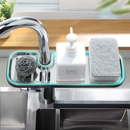 Stainless Steel Faucet Storage Racks Kitchen Adjustable Sink Rag Sponge Draining Rack Bathroom Soap Holders Shelves Accessories