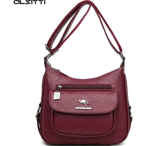 OLSITTI Solid Color PU Leather Shoulder Bags for Women 2021 New Designer Flap Womens Crossbody Vintage Ladies Bag Sac Epaule