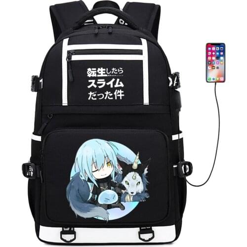 That Time I Got Reincarnated as a Slime Women Cute Backpack Kawaii School Bags Canvas Bookbag USB Charging Men Laptop Backpack