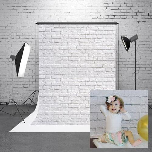 VinylBDS White Brick Wall Backgrounds For Photo Studio Wedding Retro Background Photography Wall Wasahble Seamless Backdrop