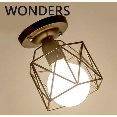 Vintage metal geometry art Cage Ceiling Lights hotel Corridor creative Lamps Restaurant Aisle/Balcony/ kitchen lights fixture