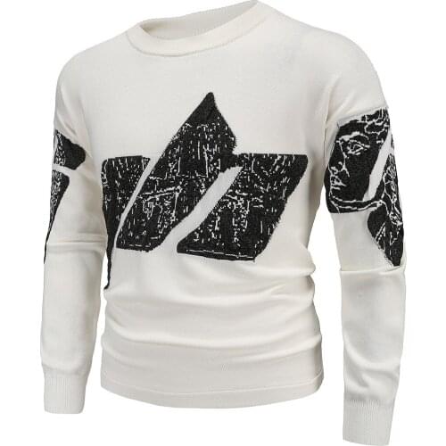 YM618 Reflective Under Light 2021 Fall Loose Mens Pullover Fashion Black Technology Knit Sweater