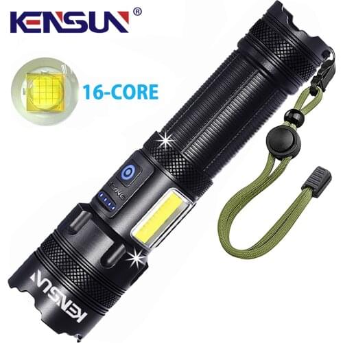 Super Bright Flashlight 7 Lighting Modes Xhp160 Cob Hand Flash light Waterproof Usb Rechargeable