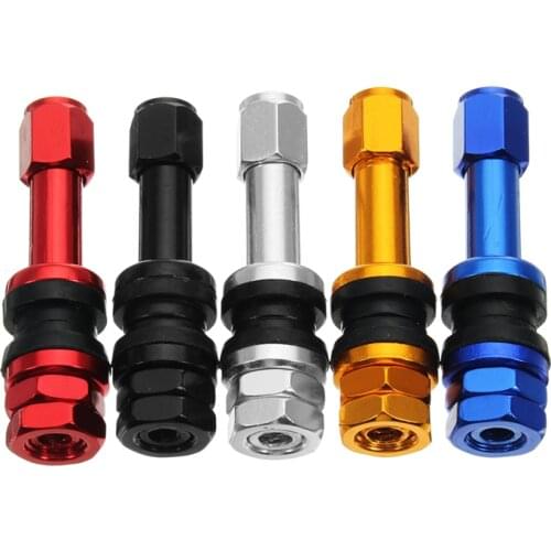 4PCS TR48E Bolt-in Auto Car Tubeless Wheel Tire Valve Stems Dust Caps Black Red/Gold/Blue/black/Sliver