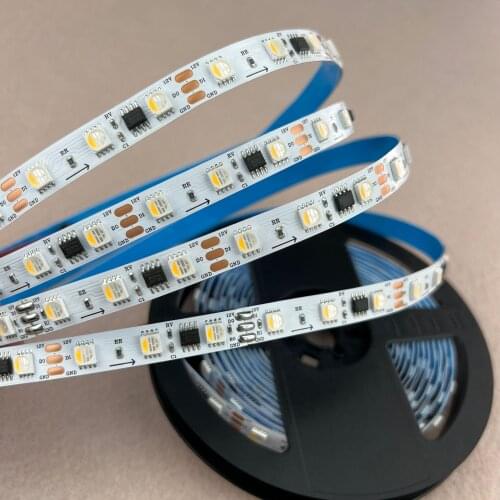 5m DC12V LED RGBW WS2814 digital SPI strip,60leds/m,10pixels/m,non-waterproof;white PCB