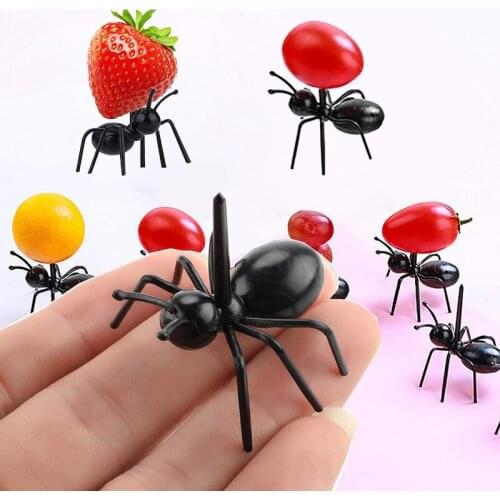 6Pcs Ant Toothpicks Fruit Dessert Fork Decoration Ant Shape Forks Snack Cake Dessert Tableware For Home Kitchen Party Fruit Pick