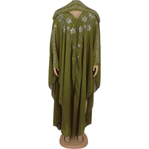 African Dresses For Women 2020 Africa Clothing Robe African Design Bazin Chiffon Long Stick Diamond SLeeve Dashiki Dress Lady