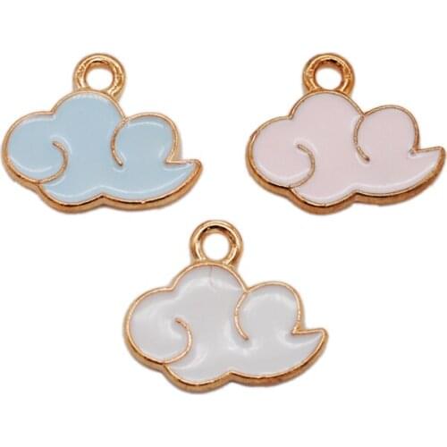 30pcs/lot Jewelry Accessories Earring Pendant Bracelet Necklace Charm Zinc Alloy Enamel Cloud Charms Diy Finding 15x18mm