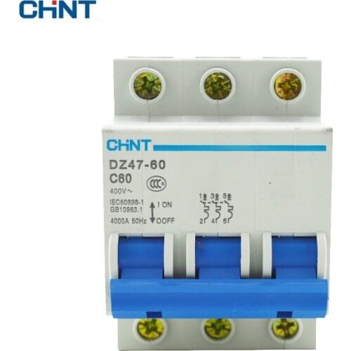 CHINT 60A Mini Circuit Breaker DZ-47-60 3P C60 Household Air Switch