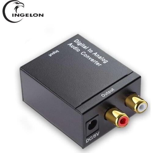 INGELON Digital To Analog Digital SPDIF Optical/Coaxial to Analog 3.5mm RCA L/R Audio Optical Toslink Cable 1XRCA Stable Decode