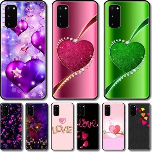 Colorful love Phone Case For Samsung Galaxy Note S 21 20 10 9 8 E Lite FE UW Ultra 5G PRO Black Shell Cover