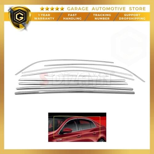 For Renault Megane 4 SD Stainless Steel Chrome Glass Frame 12 Piece 2016 Above