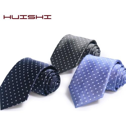 HUISHI Polka Dot Tie Classic Fashion 8CM Tie Solid Blue Grey Polka Dot Necktie For Man Business Party Wedding Formal 8cm Necktie