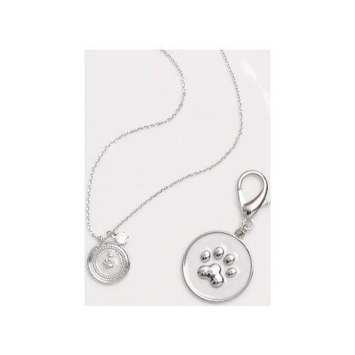 Exquisite Dog Footprints Pendant Necklace Clavicle Chain Zircon Women INS Simple Necklace Dog Tag Pet Pendant 2pcs/set