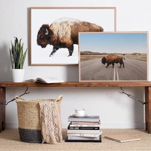 Bison Animal Posters and Prints Farmhouse Buffalo Wall Art Canvas Painting Modern Photography Picture for Living Room Home Decor
