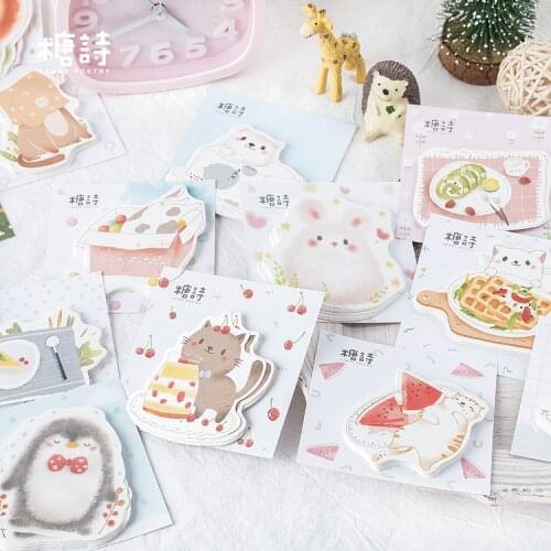 Kawaii Stationery Cat And Rabbit Memo Pad Girl Daily DIY Notepad Sticky Notes Escolar Papelaria Korean School Supply