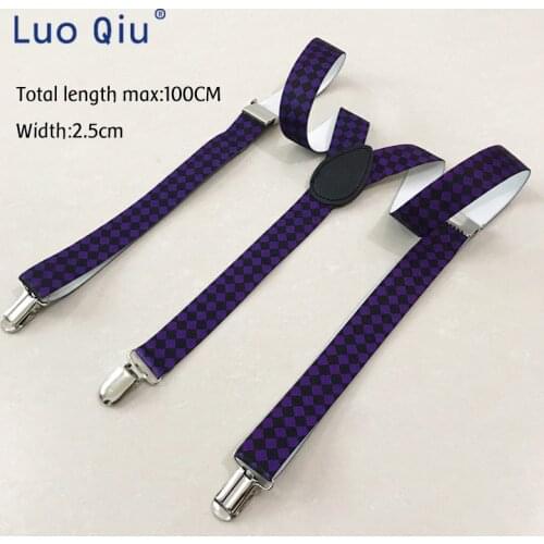 Checker Plaid Suspender Jeans Pants with With Suspenders Men Women Braces Clip on Elastic 2.5 cm Braces