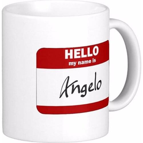 Hello My Name Is Angelo Red White Coffee Mugs Tea Mug Customize Gift By LVSURE Ceramic Cup Mug Travel Coffee Mugs