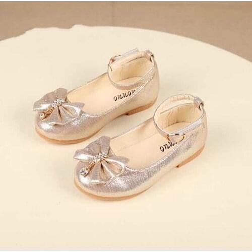 Newest Autumn Girls leather shoes Children girls baby princess bowknot sneakers pearl diamond single shoes Kids dance shoes