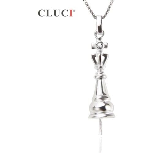 CLUCI 925 Sterling Silver High Quality Pendant Mounting to fit 8mm pearl For Vintage Choker Necklace Jewelry Making SP238SB