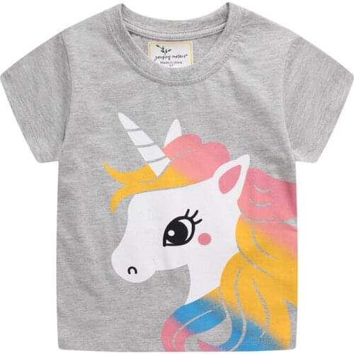 Summer Animals Print Girls Unicorn T shirts Cotton Baby Cute Clothing Fashion Childrens Tees Tops