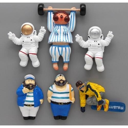 Cartoon character fridge magnets refrigerator sticker weightlifting girl SAILOR Captain astronaut Austrian skier home decoration