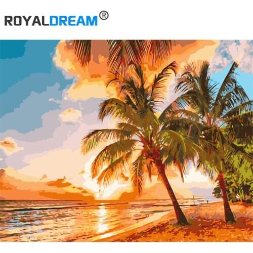 ROYALDREAM landscape series DIY Digital Oil Painting By Numbers Europe Abstract Canvas Painting For Living Room