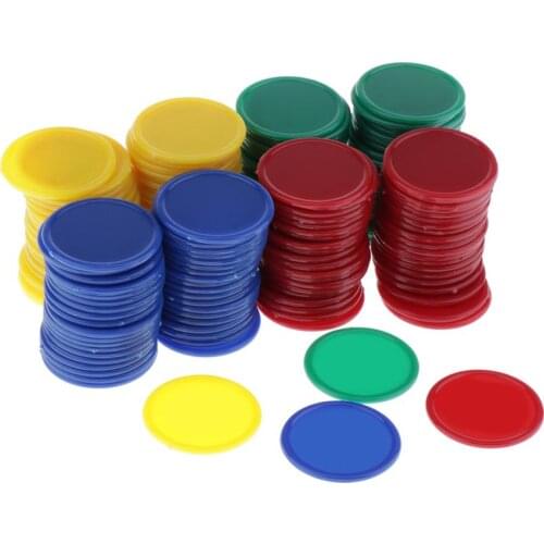 Set of 160 1.1 Inch Opaque Plastic Learning Counters Mini Poker Chips Game Tokens with Storage Box