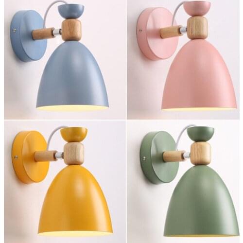 Macaron wall lamp Nordic modern bedside wall light LED E27 5w 110v 220v use for living room bedroom aisle Indoor lighting lamp